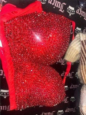 Amazon Red Crystal-Embellished Bustier Camisole